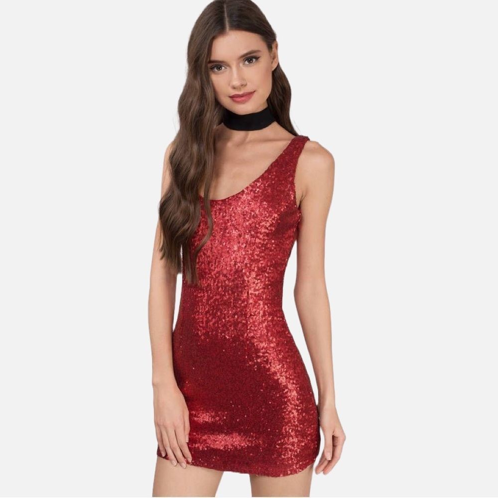 Tobi Red Sequins Holiday Dress